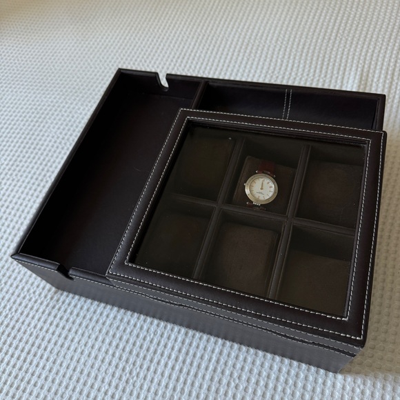 Brown Leather Jewelry And Watch Organizer - Picture 4 of 8
